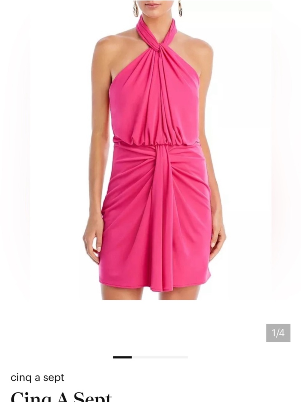 cinq a sept Hot Pink One-Shoulder Twist Mini Dress